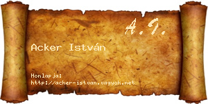 Acker István névjegykártya